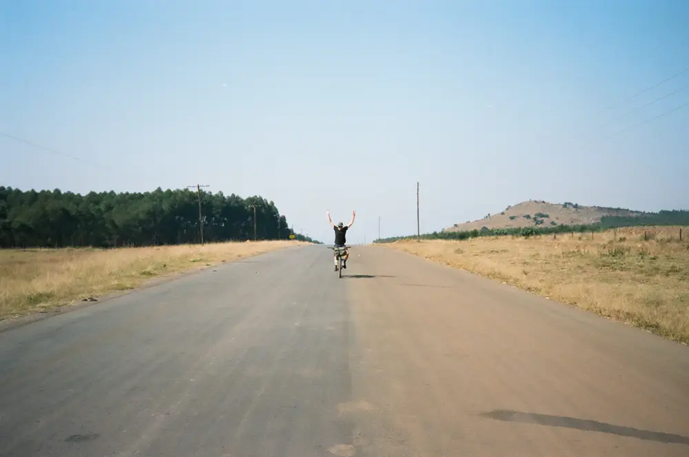 Look mum, no hands. The final stretch home.