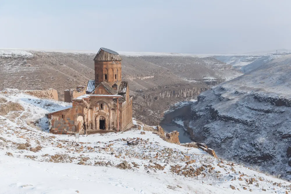 The Akhurian River that divides Turkey and Armenia.