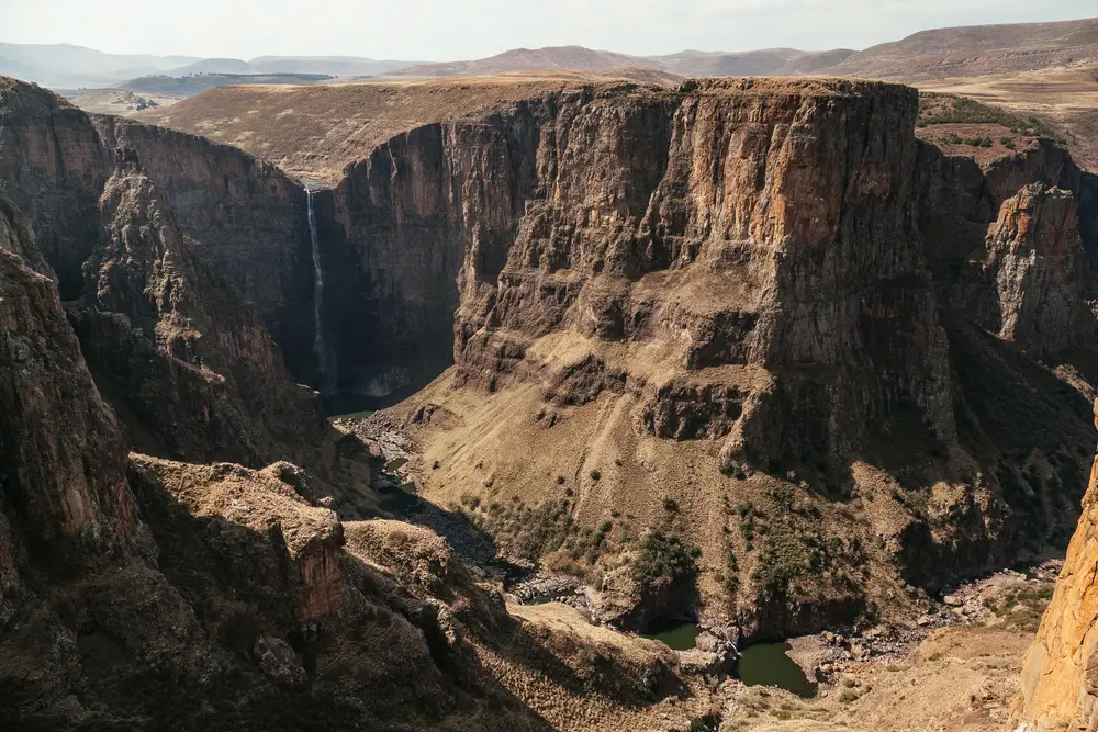 The Maletsunyane Falls before the summer rain