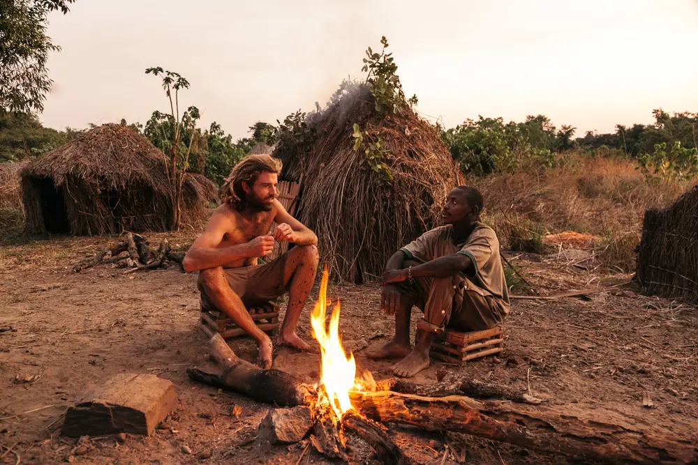 We spent the night with a couple of fishermen in their straw huts after they saw us descending the Tschala falls.