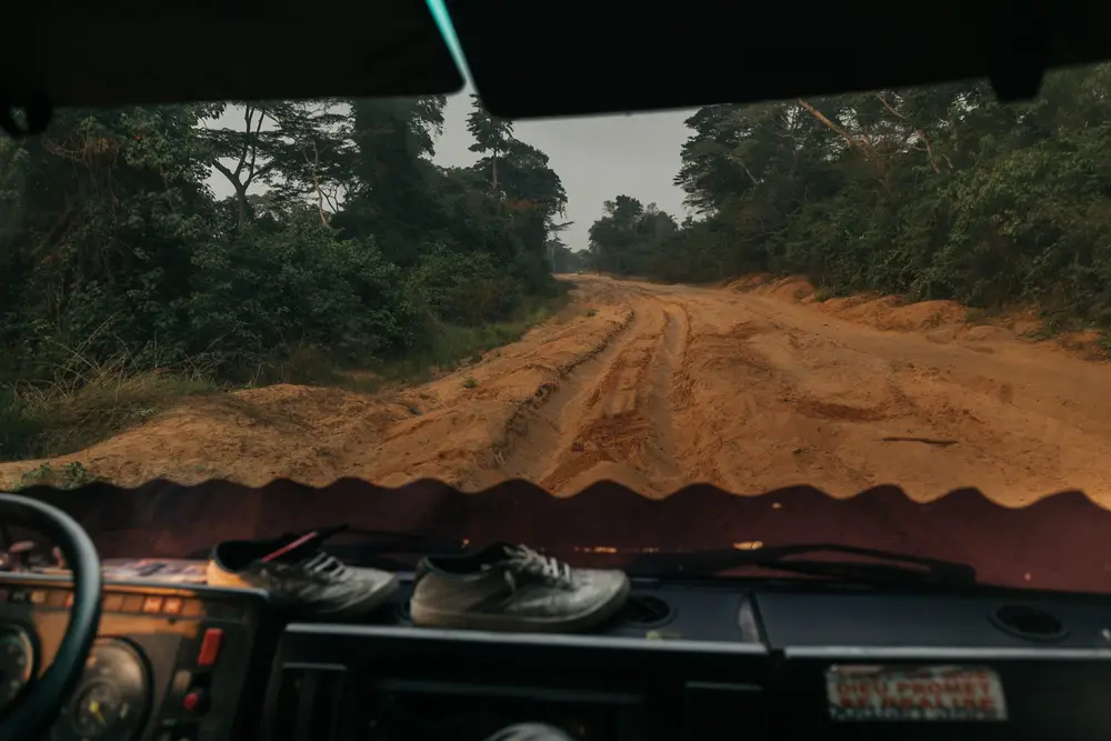 The road ahead to Kikwit. In the rainy season, what takes normally a couple of days can take months with trucks getting stuck and blocking the route.